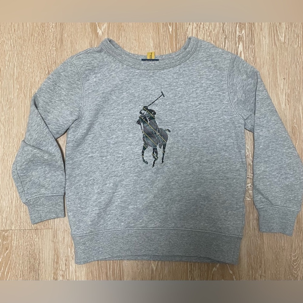 Polo Ralph Lauren Big Pony Plaid Tartan gray crewneck pullover  sweatshirt;  7